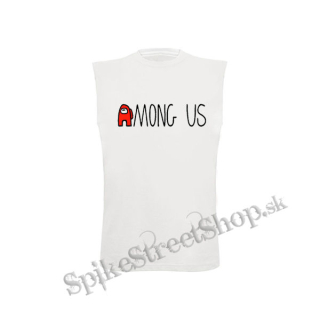 AMONG US - Red Black Logo - biele detské tričko bez rukávov