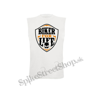 BIKER FOR LIFE - Skull Logo Crest - biele detské tričko bez rukávov