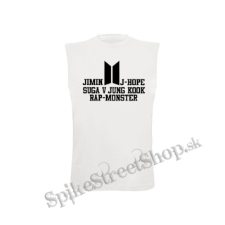 BTS - BANGTAN BOYS - Names Crest Logo - biele detské tričko bez rukávov