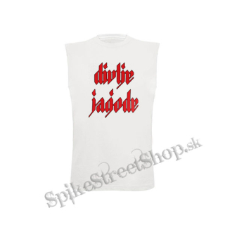 DIVLJE JAGODE - Logo Red Black - biele detské tričko bez rukávov