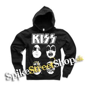 KISS - Band Four Faces - čierna pánska mikina