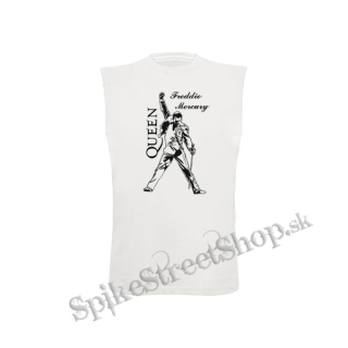 FREDDIE MERCURY - Logo & Portrait - biele detské tričko bez rukávov