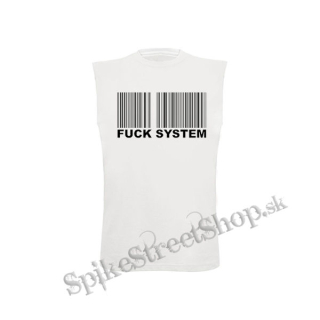 FUCK SYSTEM - biele detské tričko bez rukávov