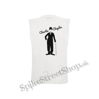 CHARLIE CHAPLIN - Portrait Motive 1 - biele detské tričko bez rukávov