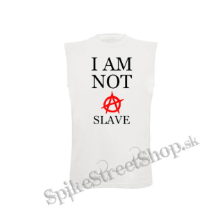 I AM NOT A SLAVE - Červené A - biele detské tričko bez rukávov