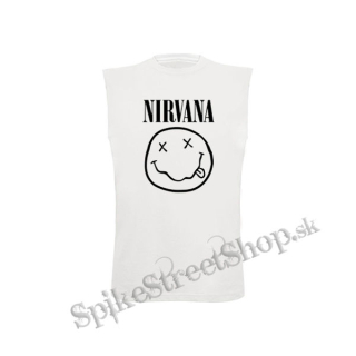 NIRVANA - Logo & Smile - biele detské tričko bez rukávov