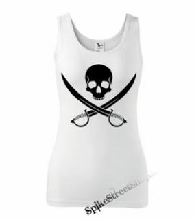 PIRATE SKULL - Ladies Vest Top - biele