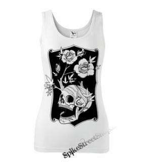 SKULL FLOWER - Ladies Vest Top - biele