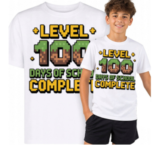 100 DAYS OF SCHOOL - MINECRAFT MOTIVE 2 - biele detské tričko