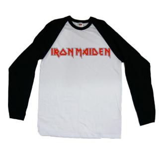 IRON MAIDEN - Logo - biele pánske tričko s dlhými rukávmi