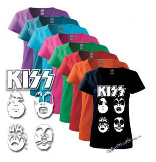 KISS - Band Four Faces - farebné dámske tričko