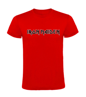 IRON MAIDEN - Logo Black White - červené pánske tričko