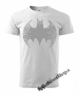 BATMAN - Cracked Emblem - strieborné logo - biele pánske tričko