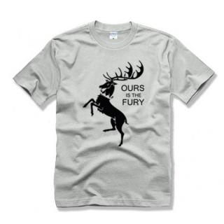 GAME OF THRONES - OURS IS THE FURY - House Baratheon - sivé pánske tričko