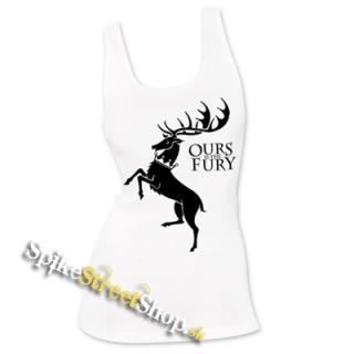 GAME OF THRONES - OURS IS THE FURY - House Baratheon - Ladies Vest Top - biele