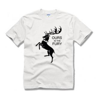 GAME OF THRONES - OURS IS THE FURY - House Baratheon - biele pánske tričko