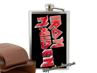 IRON MAIDEN - Red Logo - nerezová ploskačka na alkohol