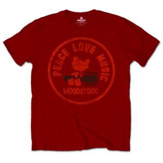 WOODSTOCK - Love Peace Music - červené pánske tričko
