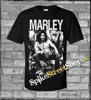 BOB MARLEY - Black And White - čierne pánske tričko