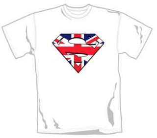 SUPERMAN - Union Jack Flag - biele pánske tričko
