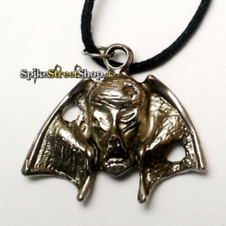 WINGED SKULL - kovový strieborný prívesok