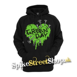 GREEN DAY - Green Heart - čierna pánska mikina