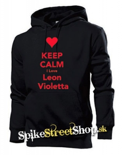 KEEP CALM I LOVE LEON VIOLETTA - čierna pánska mikina