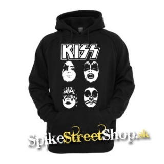 KISS - Band Four Faces - čierna pánska mikina