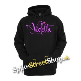 VIOLETTA - Pink Logo - čierna pánska mikina