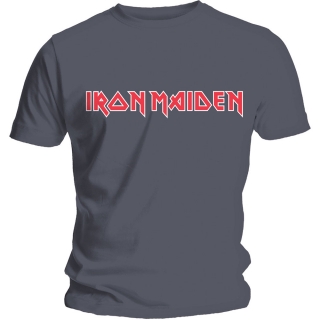 IRON MAIDEN - Classic Logo - sivé pánske tričko