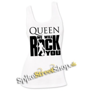 QUEEN - We Will Rock You - Ladies Vest Top - biele