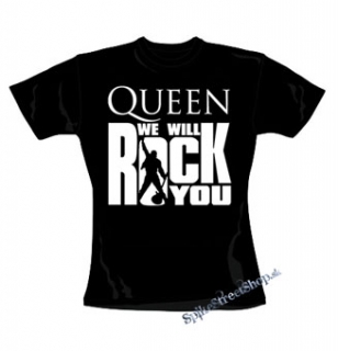 QUEEN - We Will Rock You - čierne dámske tričko
