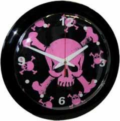 PINK SKULL - nástenné hodiny