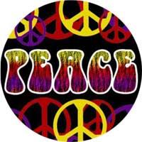 PEACE - Nápis a farebné znaky -  odznak