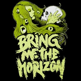 BRING ME THE HORIZON - Girl Holding Skull - štvorcová podložka pod pohár