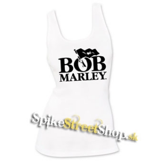 BOB MARLEY - Logo & Flag - Ladies Vest Top - biele