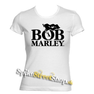 BOB MARLEY - Logo & Flag - biele dámske tričko