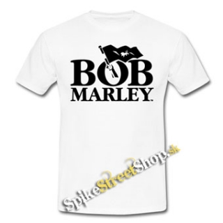 BOB MARLEY - Logo & Flag - biele pánske tričko