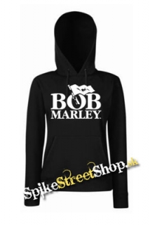 BOB MARLEY - Logo & Flag - čierna dámska mikina