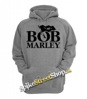 BOB MARLEY - Logo & Flag - šedá pánska mikina