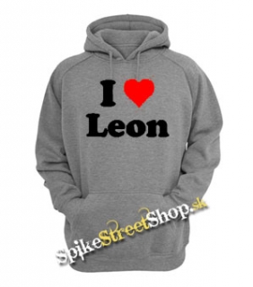 I LOVE LEON - šedá pánska mikina