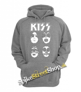 KISS - Band Four Faces - šedá pánska mikina