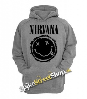NIRVANA - Grunge Smile Black - šedá pánska mikina