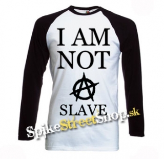 I AM NOT A SLAVE - Black - pánske tričko s dlhými rukávmi