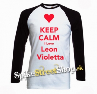 KEEP CALM I LOVE LEON VIOLETTA - pánske tričko s dlhými rukávmi