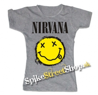 NIRVANA - Yellow Black Smile - šedé dámske tričko