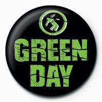 GREEN DAY - zelené logo + panáčik - odznak