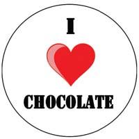 I LOVE CHOCOLATE - biely odznak