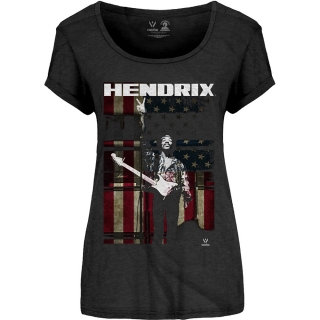 JIMI HENDRIX - Peace Flag - čierne dámske tričko