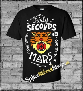 30 SECONDS TO MARS - Cartoon Tiger - čierne pánske tričko
